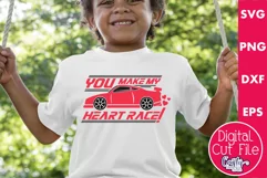 You Make My Heart Race Svg | Kids Race Car Valentine Svg Product Image 1