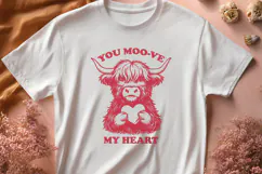 Cute Highland Cow Valentine SVG | You Moo-ve My Heart PNG Product Image 2