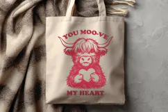 Cute Highland Cow Valentine SVG | You Moo-ve My Heart PNG Product Image 3