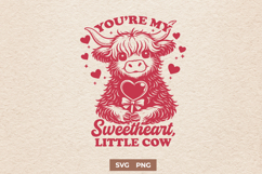 You’re My Sweetheart Little Cow SVG Highland Cow Valentine Product Image 1