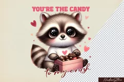Cute Valentine's day raccoon, Sublimation PNG. Product Image 1