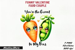 Funny Valentine&#039;s day Food Couple PNG. Product Image 1