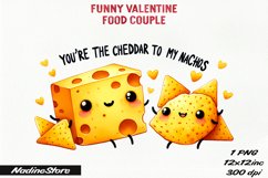 Funny Valentine&#039;s day Food Couple PNG. Product Image 1