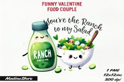 Funny Valentine&#039;s day Food Couple PNG. Product Image 1