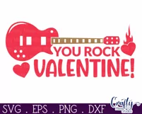 You Rock Valentine Svg | Guitar Valentine Shirt Svg Files Product Image 2