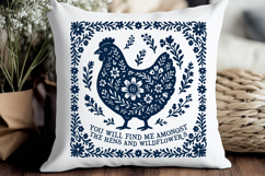 Folk Chicken SVG | Hens and Wildflowers Farmhouse Clipart Product Image 3