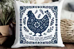 Folk Chicken SVG | Hens and Wildflowers Farmhouse Clipart Product Image 3
