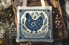 Folk Chicken SVG | Hens and Wildflowers Farmhouse Clipart Product Image 2