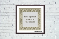 Your opinion sarcastic kitchen quote cross stitch pattern - Tango Stitch