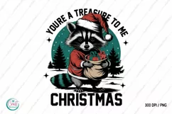 Christmas Sublimation PNG | Christmas Raccoon T Shirt Design Product Image 1