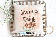 Round Sublimation PNG | You're The Bomb Valentine Cocoa Bomb Product Image 1