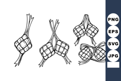 Ketupat traditional rice cake woven palm leaf pouch Indonesi Product Image 1