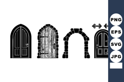 Gothic medieval doors and stone archway vector with black s Product Image 1