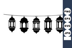 Hanging traditional lanterns silhouette decoration for festi Product Image 1