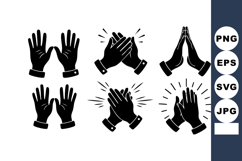 Hands clapping and praying gestures vector with black silho Product Image 1