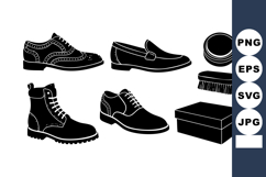 Classic black mens shoes collection with shoe polish brush a Product Image 1