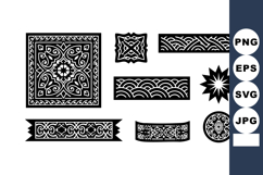 Ornate decorative black and white vector elements with intri Product Image 1