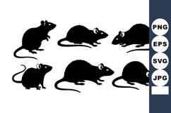 Black silhouette vector of various rat poses showing differe Product Image 1