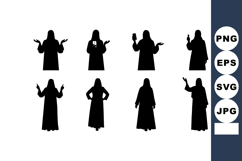 Silhouettes of People in Long Robes Gesturing and Holding Ob Product Image 1
