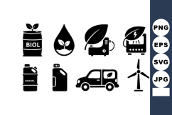 Biofuel and renewable energy icons vector with environmenta Product Image 1