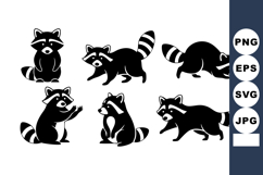 Cute playful raccoon vector with black and white stylized a Product Image 1