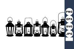 Vintage black lantern silhouettes in various shapes and size Product Image 1