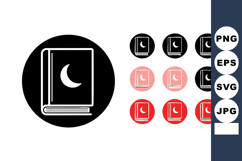Crescent moon book icon with multiple color variations in r Product Image 1