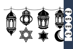 Jewish Hanukkah lanterns and traditional religious symbols i Product Image 1