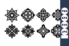 Ornamental Vintage Black and White Floral Vector Patterns De Product Image 1