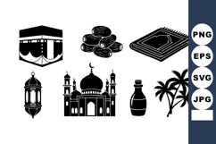 Islamic religious symbols vector with mosque lantern prayer Product Image 1