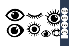 Eye icons vector with varied pupil and eyelash designs for Product Image 1