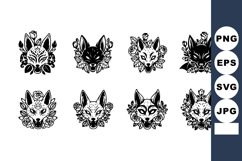 Fox mask vector with floral decorations and tribal design e Product Image 1