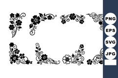 Floral black ornamental frame design with vintage style flow Product Image 1