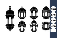 Islamic lantern silhouettes vector with traditional arabic Product Image 1