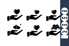 Hand holding heart icons black silhouette simple love and c Product Image 1