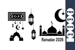Ramadan 2026 celebration icons mosque crescent star lantern Product Image 1