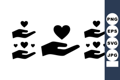 Heart and hand icons showing love and care gesture in simple Product Image 1