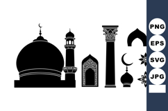 Islamic Architecture Elements Vector Featuring Dome Minaret Product Image 1