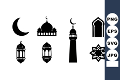 Islamic symbols crescent mosque minaret lantern window star Product Image 1