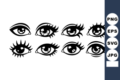 of eight unique stylized black vector eyes with different sh Product Image 1