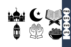Islamic symbols mosque crescent star holy book hands praying Product Image 1