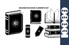 Decorative book elements with closed and open books vector Product Image 1