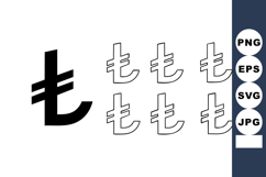 Turkish Lira Currency Symbol Vector Icon in Black and Outli Product Image 1