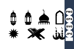 Islamic religious icons with mosque dome lanterns quran stan Product Image 1