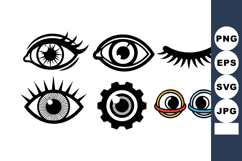 Collection of black and colored vector eyes icons with vario Product Image 1