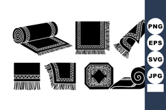 Traditional decorative carpet rugs with fringes and ornament Product Image 1