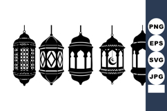 Traditional decorative lantern silhouettes in black vector d Product Image 1