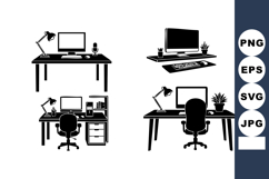 Office workspace desk computer lamp chair plant technology u Product Image 1