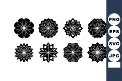 Decorative floral mandala vector with intricate black desig Product Image 1
