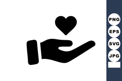 Hand holding heart symbol icon showing love and care in simp Product Image 1
